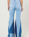 COLOR BLOCK SIDE SLIT FLARE JEANS