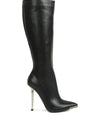 HALE Faux Leather Pointed Heel Calf Boots