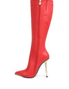 HALE Faux Leather Pointed Heel Calf Boots