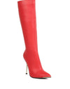 HALE Faux Leather Pointed Heel Calf Boots