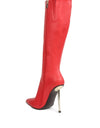 HALE Faux Leather Pointed Heel Calf Boots