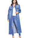 women's Denim Jacket with Distressed