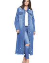 women's Denim Jacket with Distressed