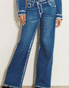 Crossed Low Rise Hand Blush Painting Wide Jeans