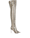 High Drama Snake print Stiletto Long Boots