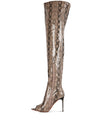 High Drama Snake print Stiletto Long Boots