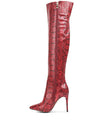 Catalina Snake Print Stiletto Knee Boots