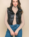 PU Faux Leather puffer West With Snap Button