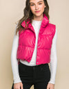 PU Faux Leather puffer West With Snap Button