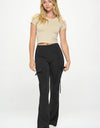 High Waisted Pocket Cargo Flare Casual Leggings