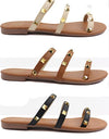 Studded Triple Strap Flat Sandal