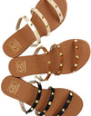 Studded Triple Strap Flat Sandal