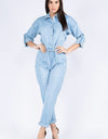 ROLL UP CHAIN BACK DENIM JUMPSUITS