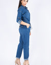 ROLL UP CHAIN BACK DENIM JUMPSUITS