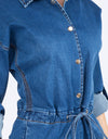 ROLL UP CHAIN BACK DENIM JUMPSUITS