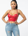 SIDE CUT OUTS FAUX LEATHER CROP TOP