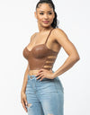 SIDE CUT OUTS FAUX LEATHER CROP TOP