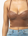 SIDE CUT OUTS FAUX LEATHER CROP TOP