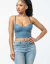 SIDE CUT OUTS FAUX LEATHER CROP TOP