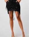 String Tie Front Mini Skirt