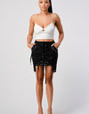 String Tie Front Mini Skirt