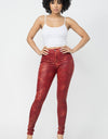 SNAKE PRINT SKINNY PANTS WITH BACK POCKETS