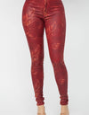 SNAKE PRINT SKINNY PANTS WITH BACK POCKETS