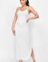 Solid Ribbed Side Slit Long Cami Dress