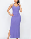 Solid Ribbed Side Slit Long Cami Dress