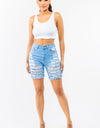 Thigh Length Distressed Denim Shorts