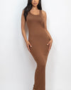 Solid Sleeveless Basic Maxi Bodycon Dress