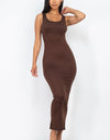 Solid Sleeveless Basic Maxi Bodycon Dress