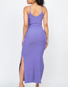 Solid Ribbed Side Slit Long Cami Dress