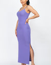 Solid Ribbed Side Slit Long Cami Dress