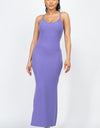 Solid Ribbed Side Slit Long Cami Dress