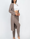 Ribbed Long Cardigan & Leggings Set