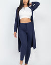 Ribbed Long Cardigan & Leggings Set