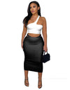 Single Strap Bra Top & Midi Skirt Set