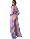 Striped Dramatic Draping Wide leg Jumpsuit