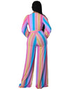 Striped Dramatic Draping Wide leg Jumpsuit