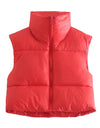 Sleeveless Zipped Stand Collar Cotton Vest Autumn Winter Multi Color Slim Fit Cotton Padded Jacket Vest Top