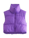 Sleeveless Zipped Stand Collar Cotton Vest Autumn Winter Multi Color Slim Fit Cotton Padded Jacket Vest Top