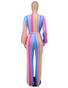 Striped Dramatic Draping Wide leg Jumpsuit