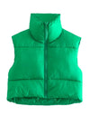 Sleeveless Zipped Stand Collar Cotton Vest Autumn Winter Multi Color Slim Fit Cotton Padded Jacket Vest Top