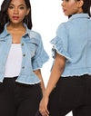 Sexy Ruffled Sleeved Denim Jacket