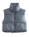 Sleeveless Zipped Stand Collar Cotton Vest Autumn Winter Multi Color Slim Fit Cotton Padded Jacket Vest Top