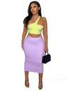 Single Strap Bra Top & Midi Skirt Set