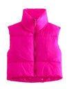 Sleeveless Zipped Stand Collar Cotton Vest Autumn Winter Multi Color Slim Fit Cotton Padded Jacket Vest Top