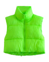 Sleeveless Zipped Stand Collar Cotton Vest Autumn Winter Multi Color Slim Fit Cotton Padded Jacket Vest Top