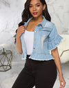 Sexy Ruffled Sleeved Denim Jacket